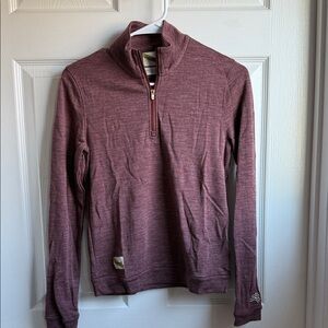 Tracksmith Women's heathered Burgundy Quarter-zip Downeaster top